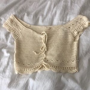 Crochet cropped top off the shoulder